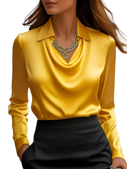 Dionne - Stilvolle Satinbluse für Damen mit langen Ärmeln