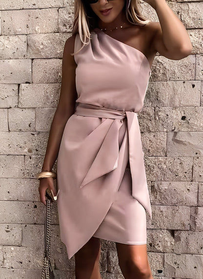 Alvena - Stylisches asymmetrisches Damenkleid mit einer Schulter