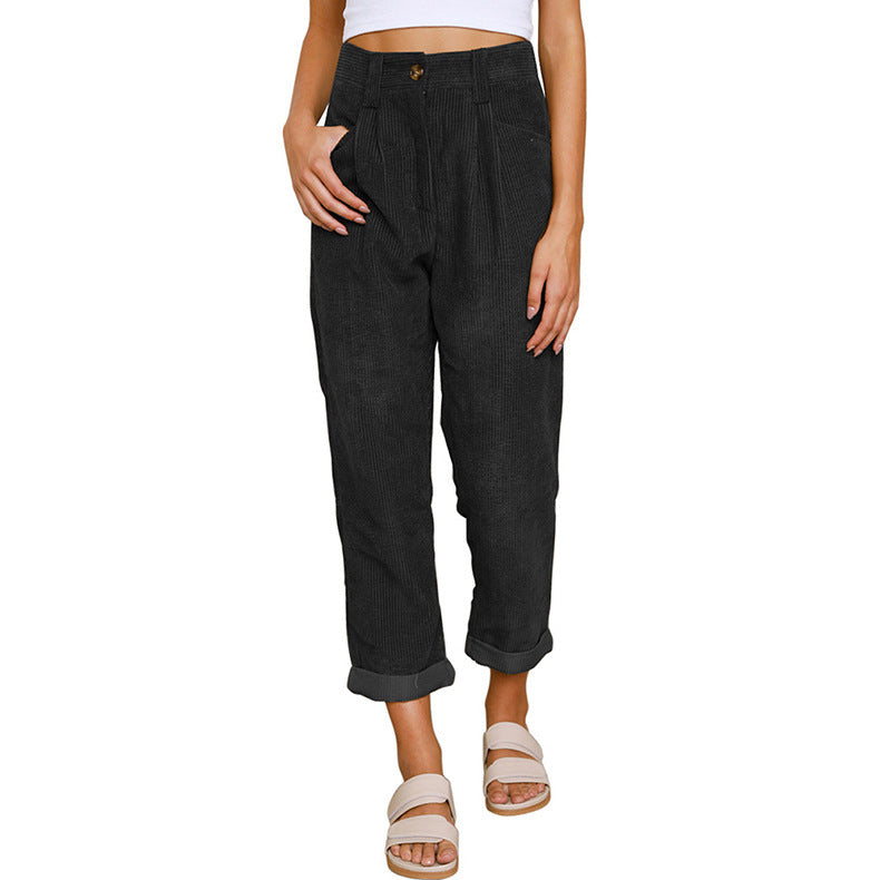 Chelsie - Komfortable Damenhose aus Cord mit hohem Bund
