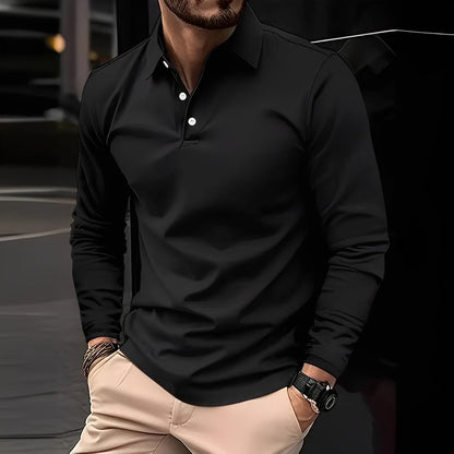 Stephen - Bequemes Langarm-Poloshirt für Herren