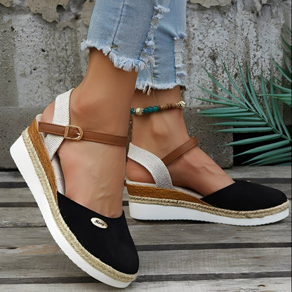 Elinor - Bequeme Damen-Hanfsandalen mit Keilabsatz