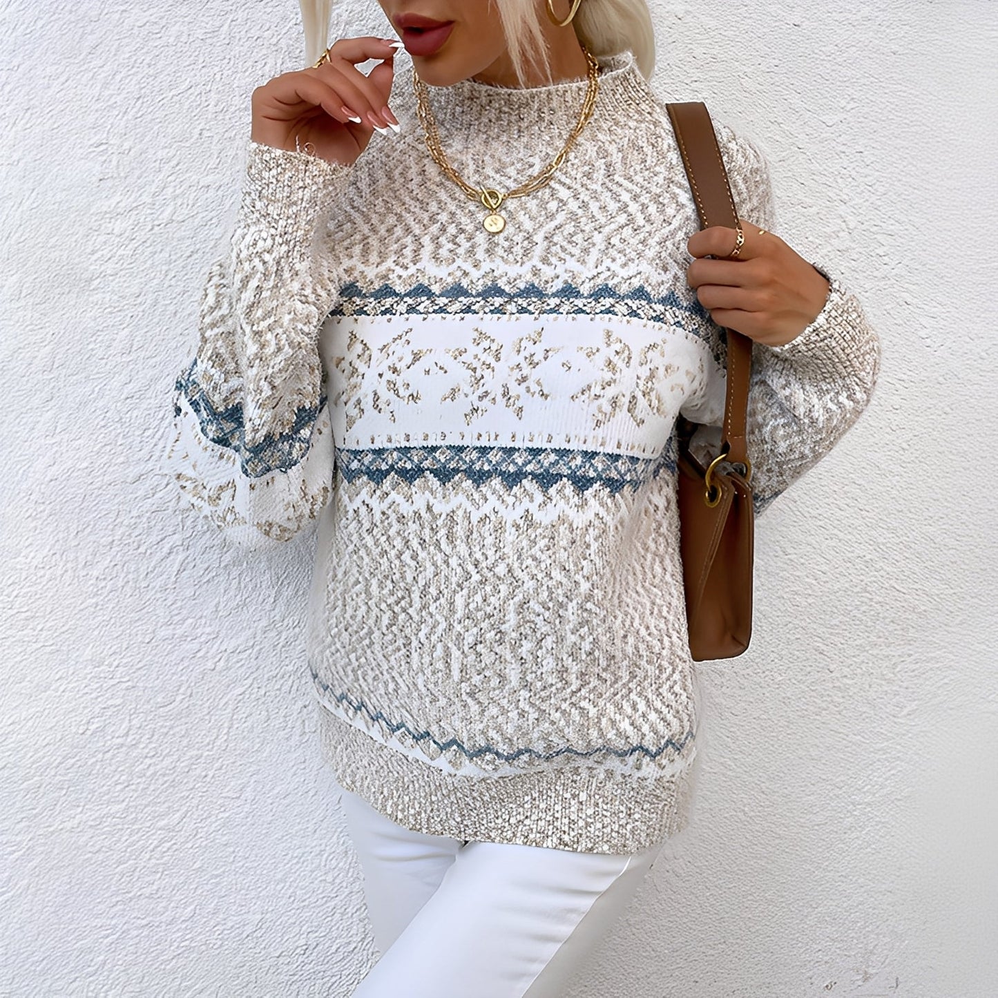 Wynonna - Eleganter Damenwollpullover mit Halbkragen