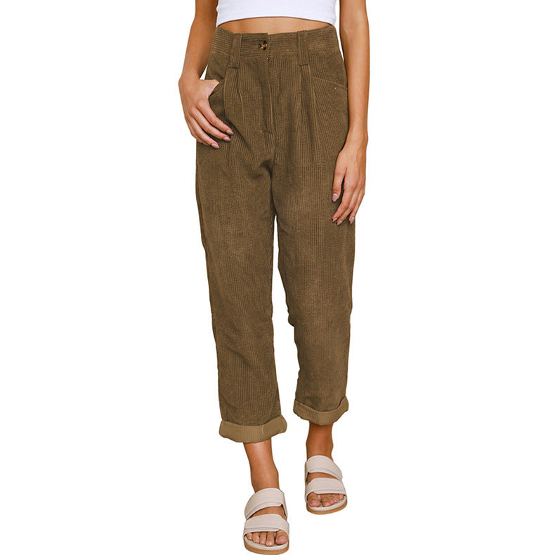 Chelsie - Komfortable Damenhose aus Cord mit hohem Bund