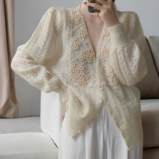 Jolie - Schicker Strickpullover mit Perlenknöpfen
