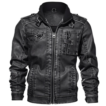 Kevin - Klassische Lederjacke für Herren mit Taschen