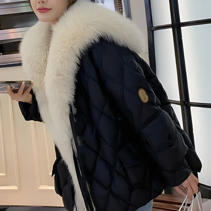 Marjorie - Trendige Damen-Daunenjacke mit Fellkragen