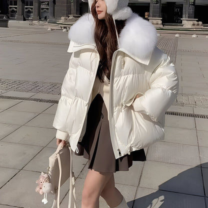 Victoria - moderne Windjacke mit Daunen und Pelzkragen für Damen