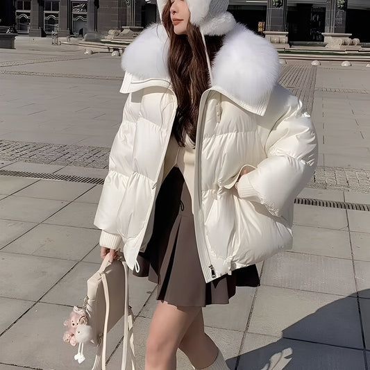 Victoria - moderne Windjacke mit Daunen und Pelzkragen für Damen