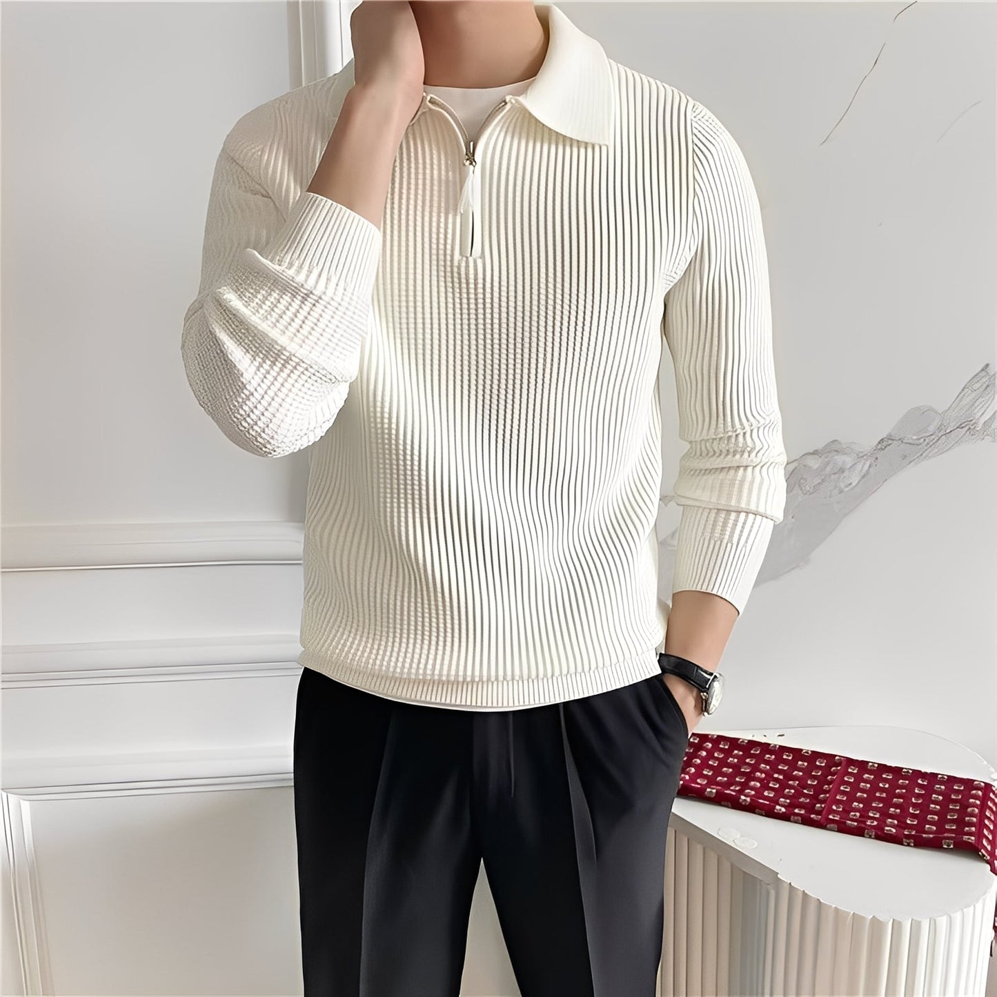 Justin - Schicker Herrenpullover mit Reißverschluss