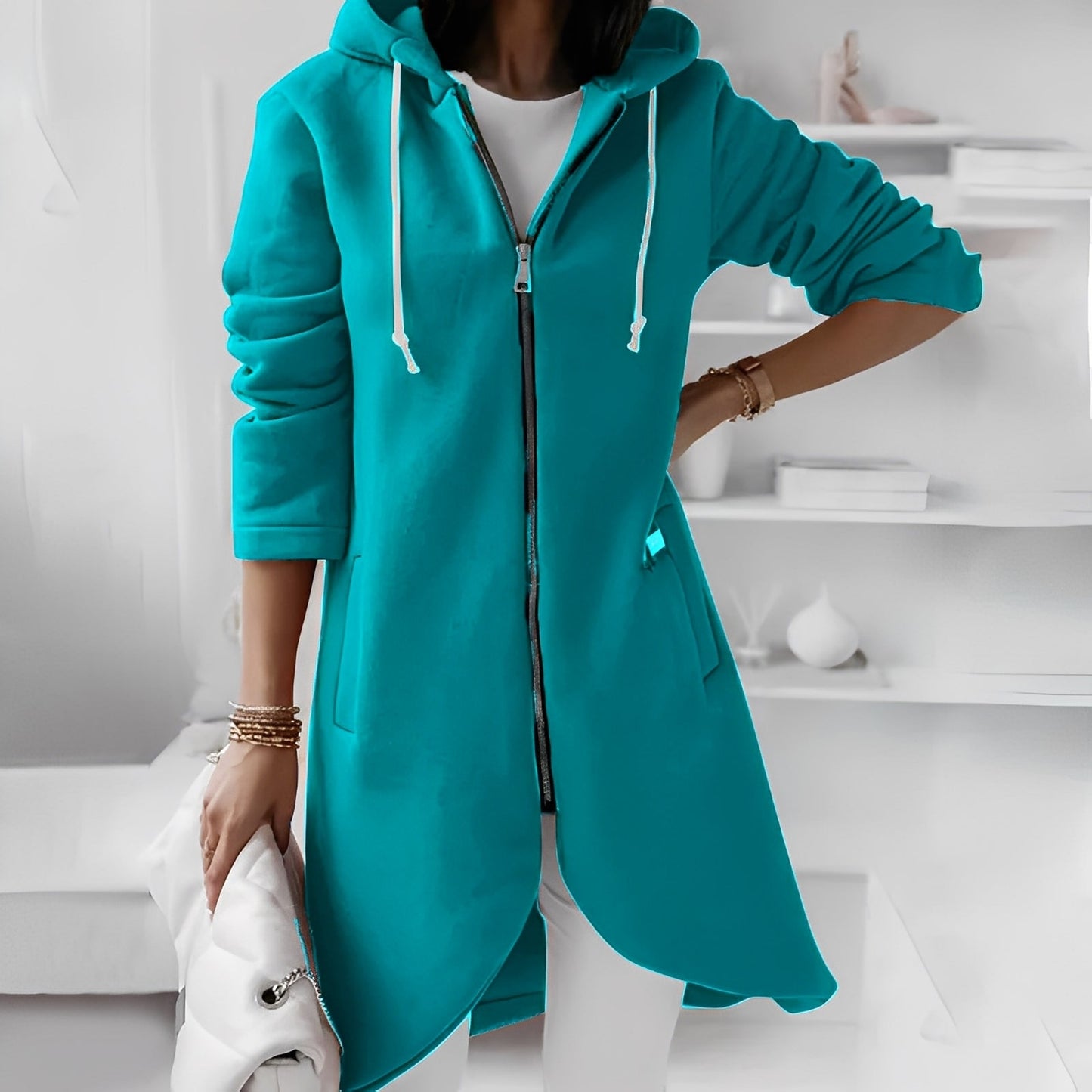 Josepha - Lange und bequeme Damen-Kapuzenjacke