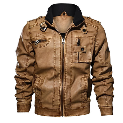 Kevin - Klassische Lederjacke für Herren mit Taschen