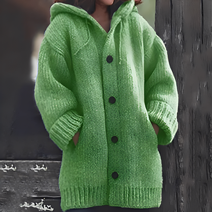 Jaqueline - Gemütliche Damenjacke aus Strick mit Kapuze