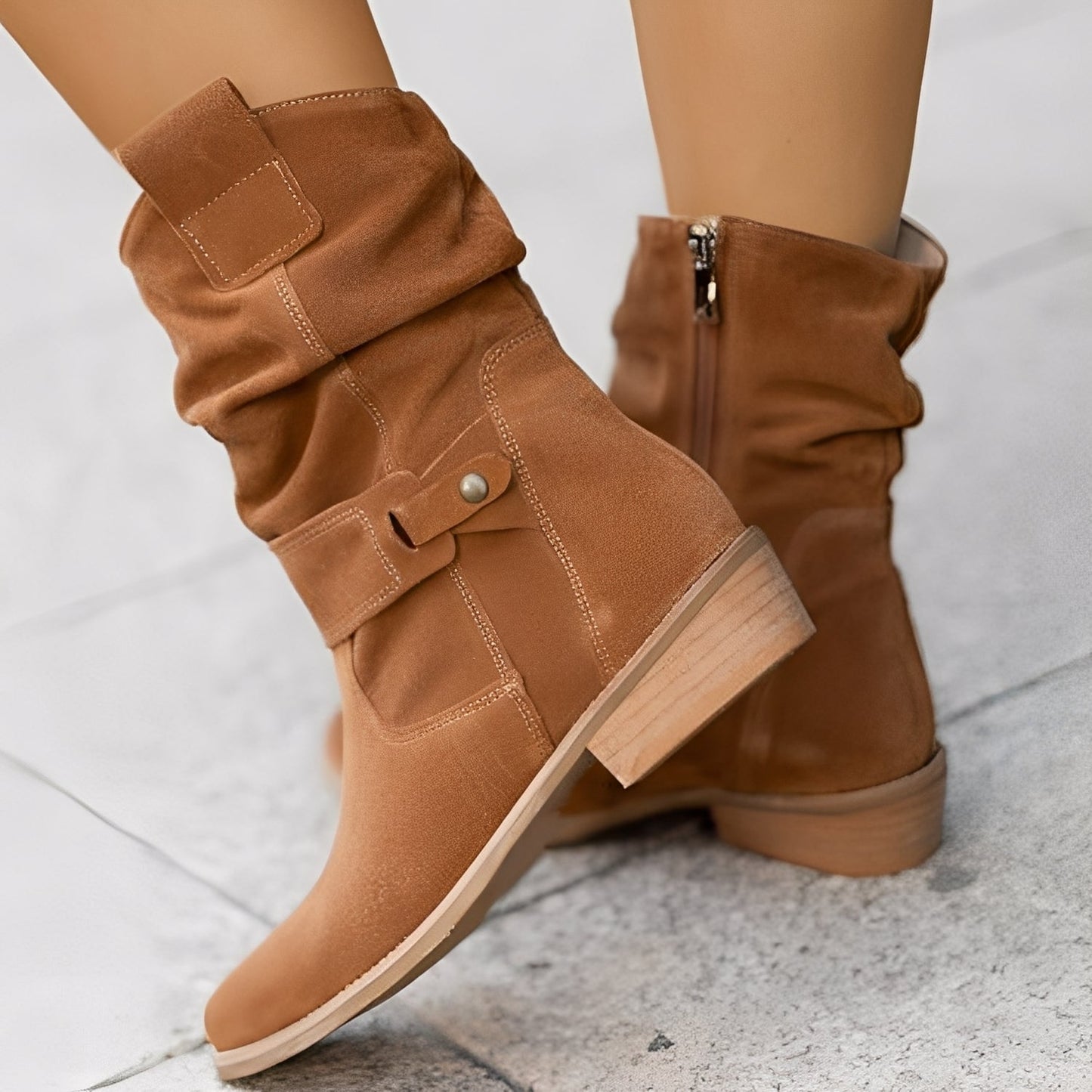 Marjorie - Bequeme Damen-Wildlederstiefel mit extra weiter Passform