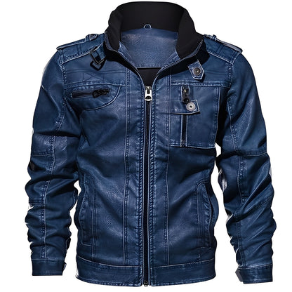 Kevin - Klassische Lederjacke für Herren mit Taschen