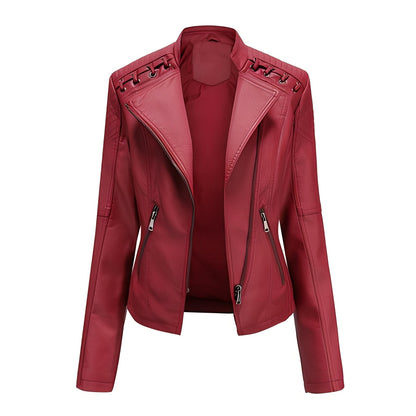 Narelle - Elegante, eng geschnittene kurze Damenlederjacke