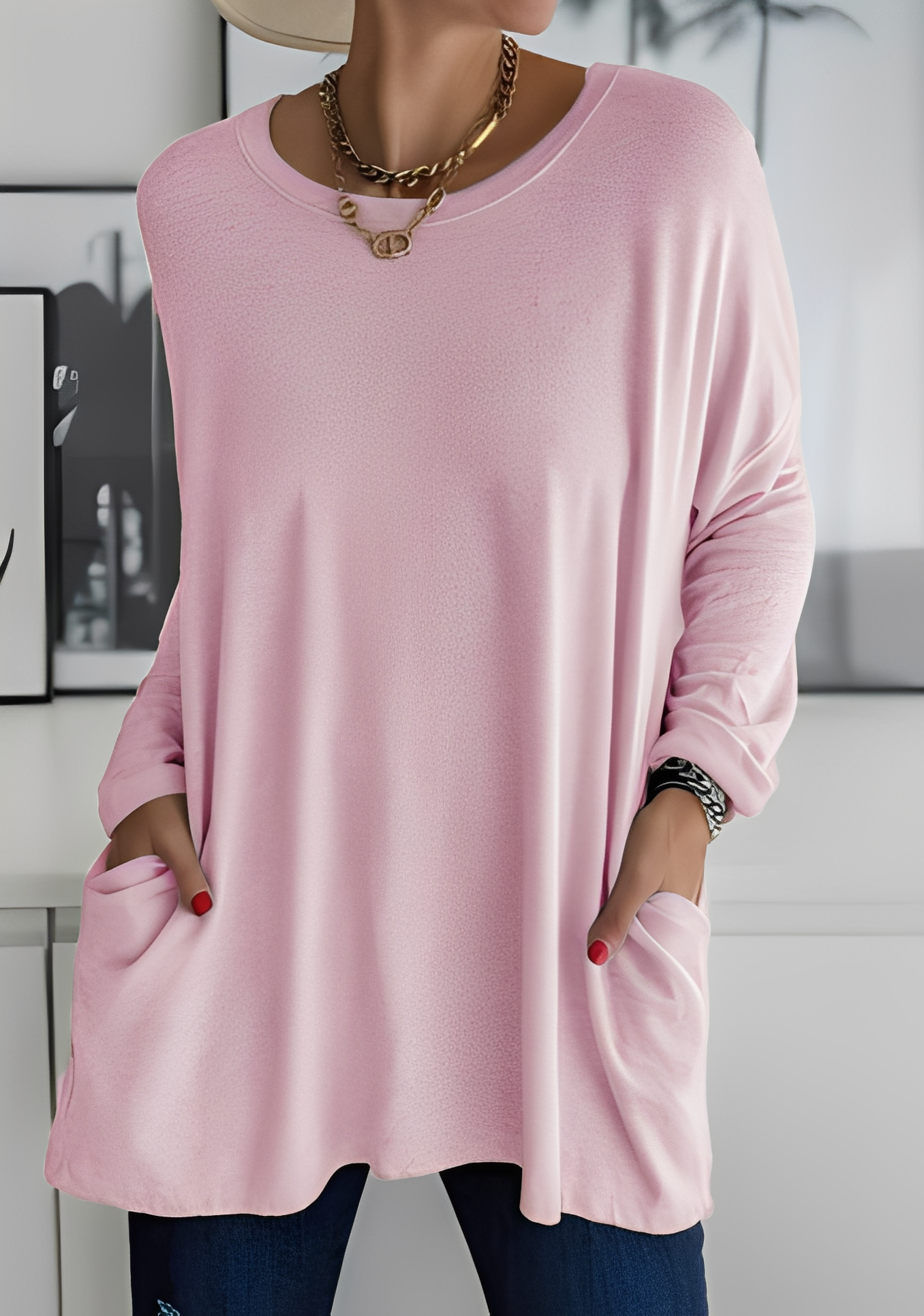 Krystle - Damen-Shirt mit langen Ärmeln und Taschen für Komfort