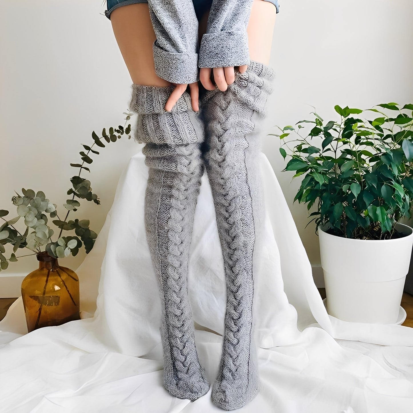 Hailee - Angenehm warme, gestrickte Overknee-Socken für Damen