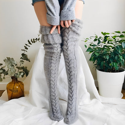 Hailee - Angenehm warme, gestrickte Overknee-Socken für Damen