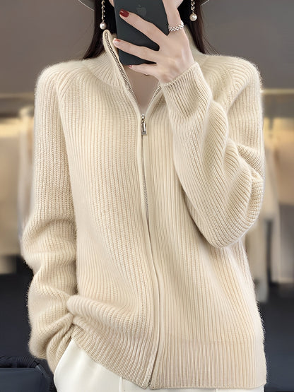 Brylee - Moderne Damen-Wollstrickjacke mit Zipper