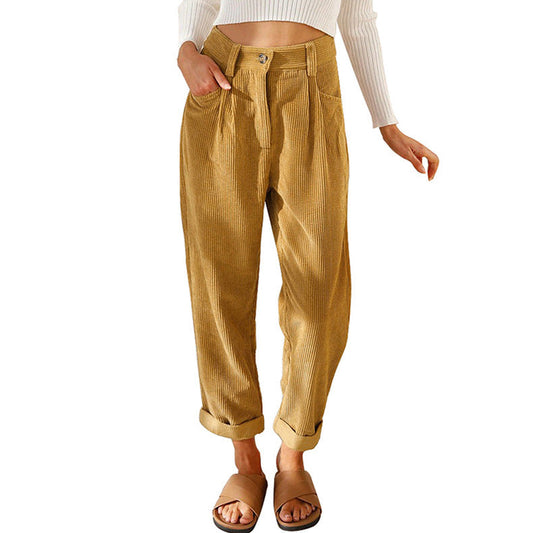 Chelsie - Komfortable Damenhose aus Cord mit hohem Bund