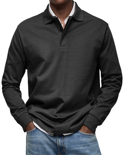 Dewey - Herren Langarm-Poloshirt, schlichtes Design