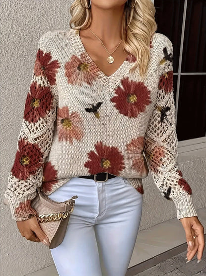 Ashtyn - Schicker Damenpullover mit Blumendesign