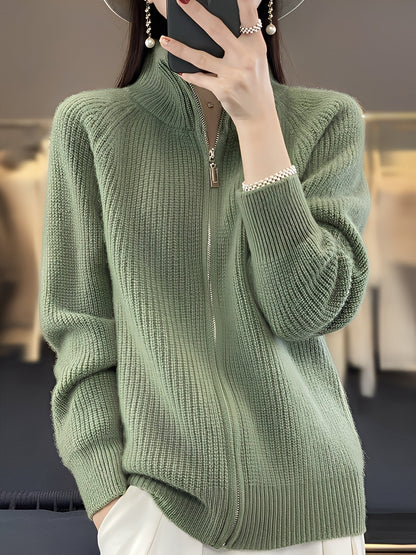 Brylee - Moderne Damen-Wollstrickjacke mit Zipper