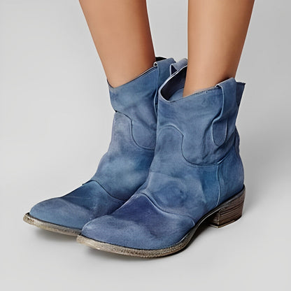 Adaline - Damen-Cowboystiefel im Vintage-Stil mit niedrigem Absatz
