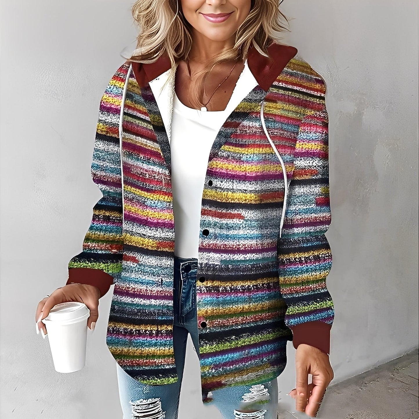 Martina - Bequeme Damen-Jacke aus Wolle mit Kapuze