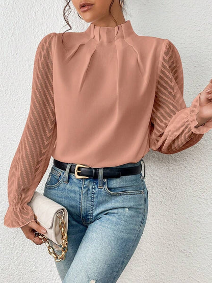 Cassandra - Elegantes Damen-Chiffon-Top mit langen Ärmeln