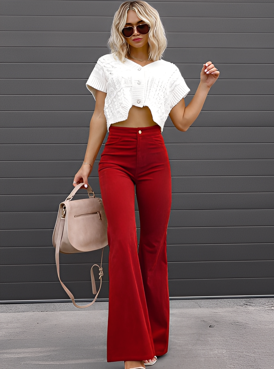 Deziree - Bequeme Damenhose mit weitem Bein und hohem Bund
