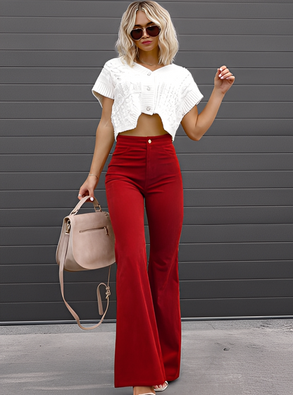 Deziree - Bequeme Damenhose mit weitem Bein und hohem Bund