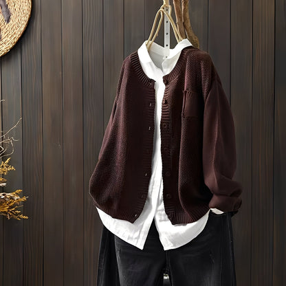 Shanon - Klassische, locker geschnittene Damen-Strickjacke