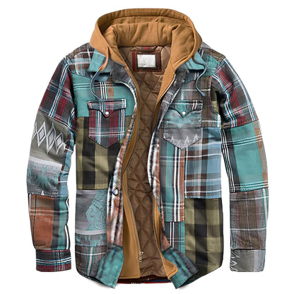 Flynn - Herrenjacke mit Kapuze und klassischem Karomuster