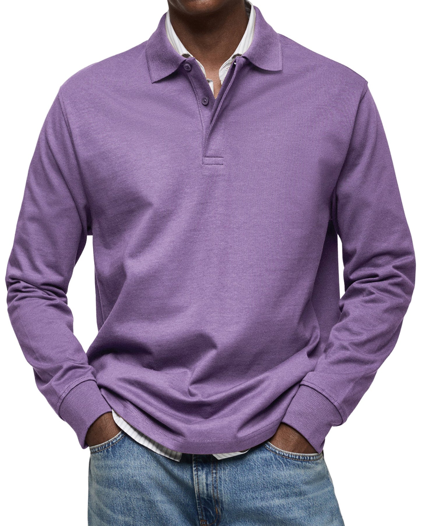 Dewey - Herren Langarm-Poloshirt, schlichtes Design