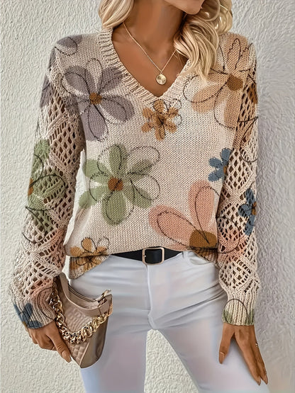 Ashtyn - Schicker Damenpullover mit Blumendesign