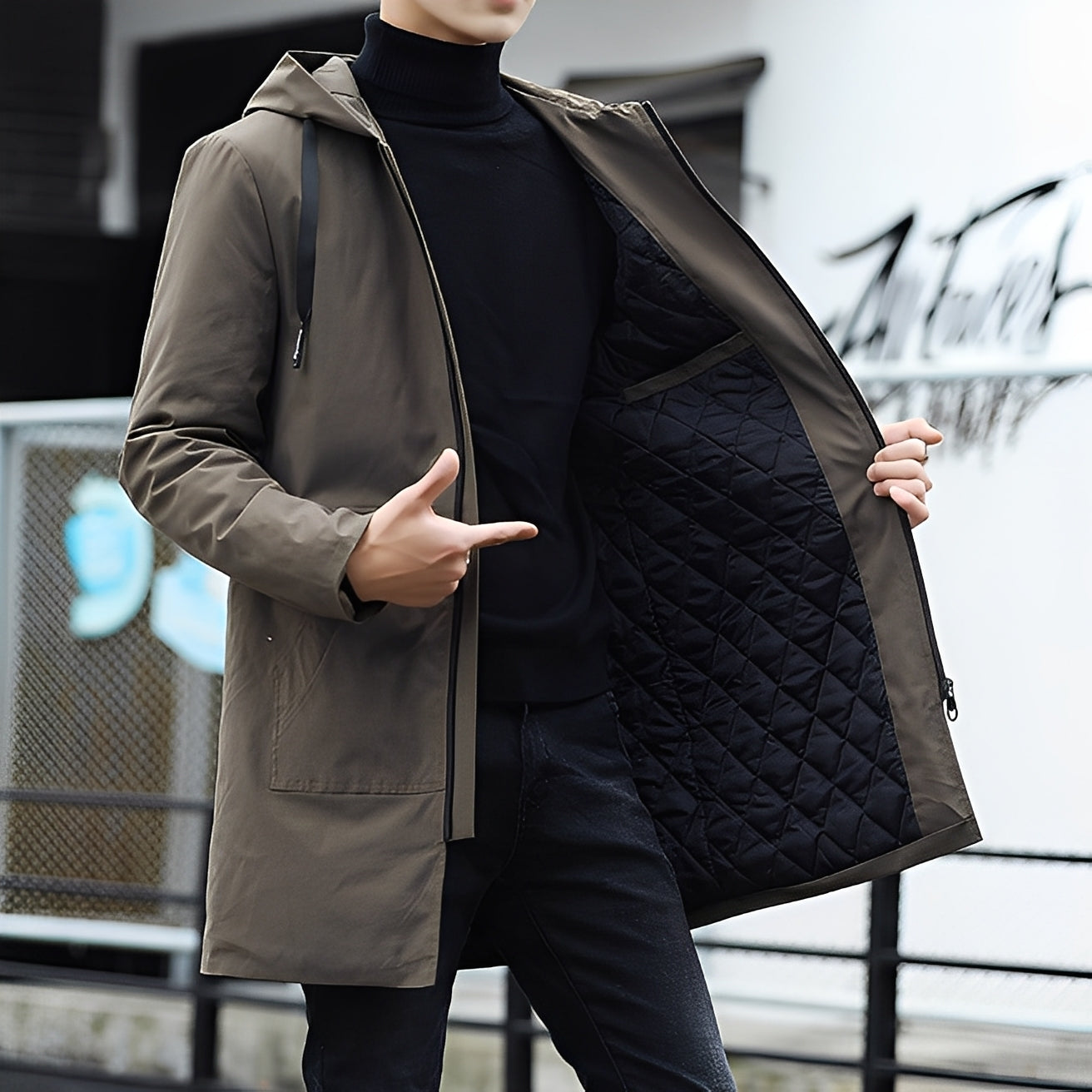 Derren - Komfortable, leichte Herrenjacke mit Kapuze