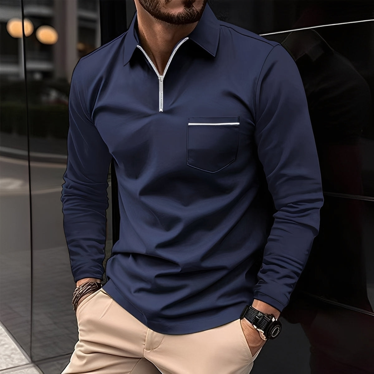 Bernard - Komfortables Langarm-Shirt mit Brusttasche für Männer