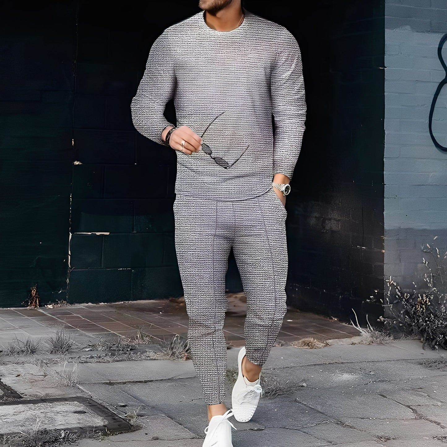 Dillan - Komfortables Slim-Fit-Herrenset mit Waffelstruktur