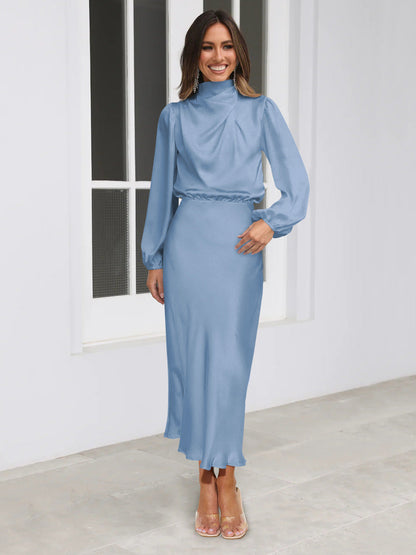 Danica - Schickes Damenkleid mit Neckholder und langen Ärmeln