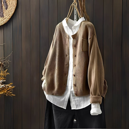 Shanon - Klassische, locker geschnittene Damen-Strickjacke