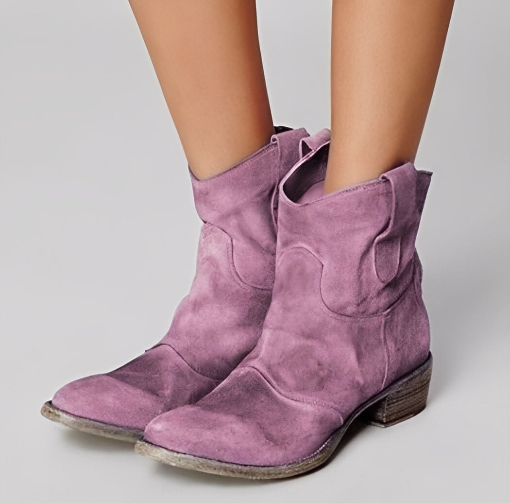 Adaline - Damen-Cowboystiefel im Vintage-Stil mit niedrigem Absatz