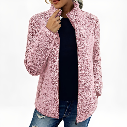 Alethea - Damen Fleece-Samtmantel im schicken Look