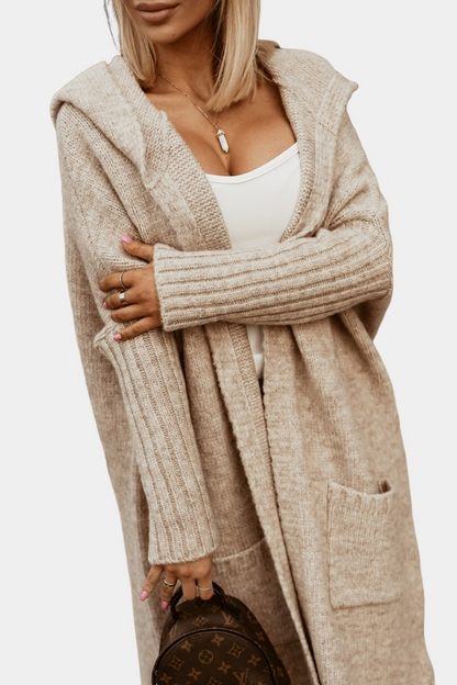 Melyssa - Lange, locker geöffnete Damenstrickjacke