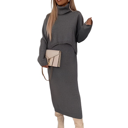 Natalee - Elegantes Damen-Set aus Rollkragenpullover und Rock
