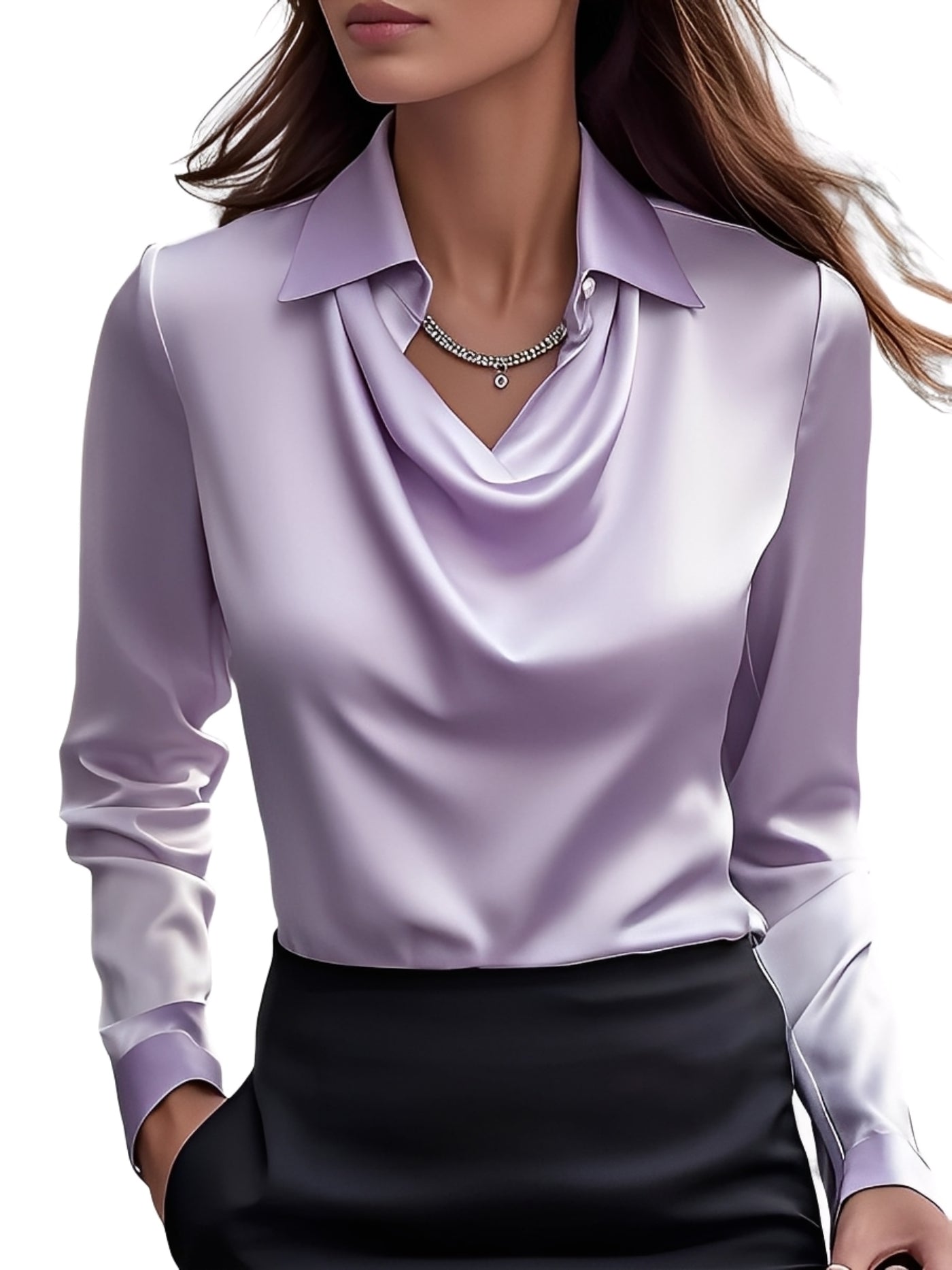 Dionne - Stilvolle Satinbluse für Damen mit langen Ärmeln