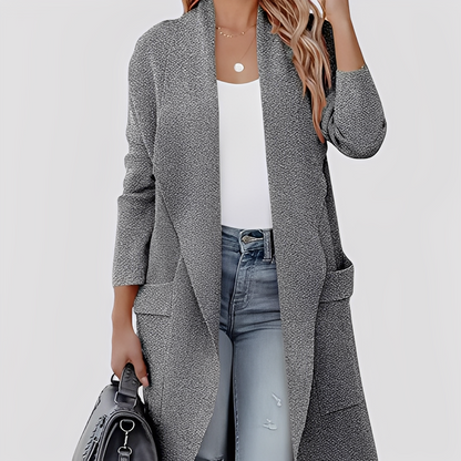 Chantal - Komfortable lange Tweed-Strickjacke für Damen