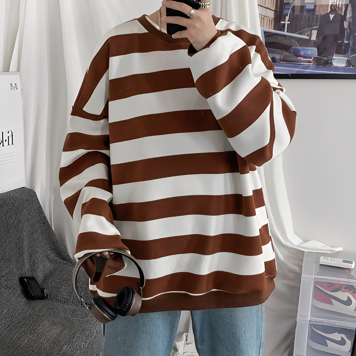 Christian - Herren Oversized-Pullover mit Streifen
