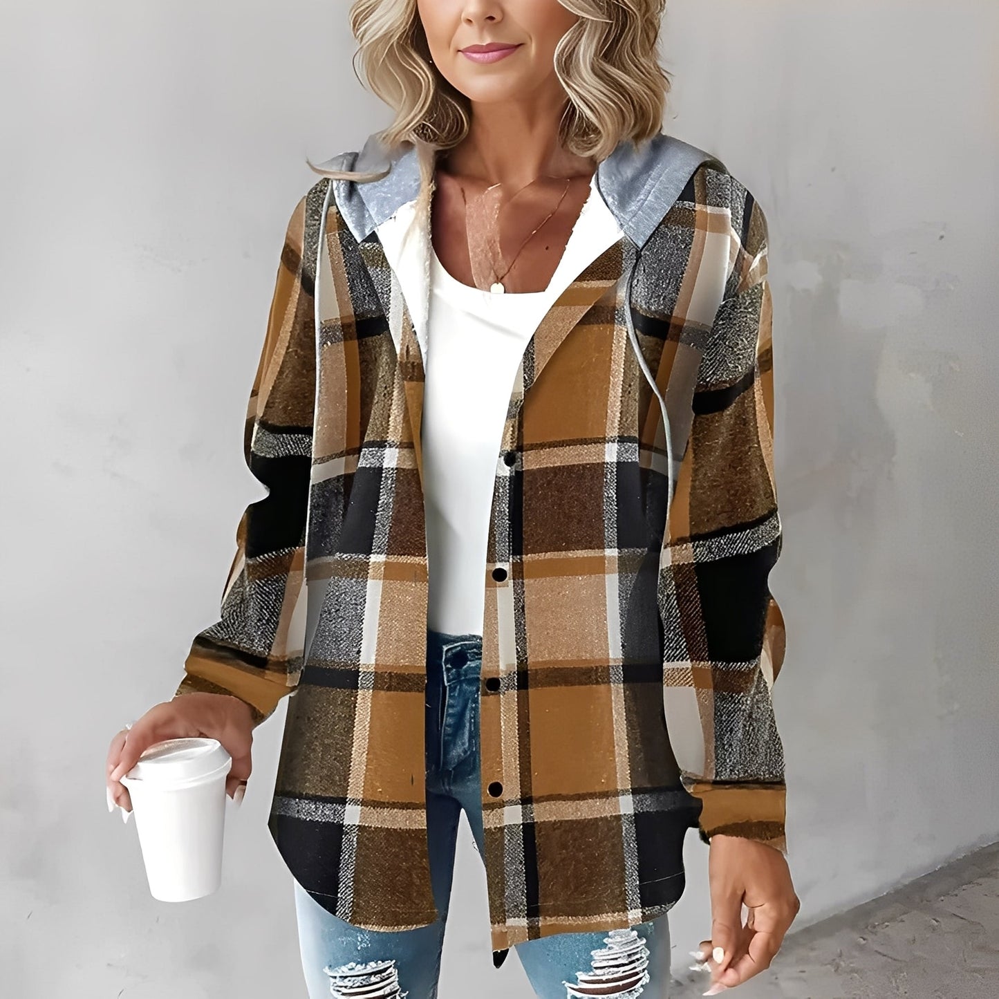 Martina - Bequeme Damen-Jacke aus Wolle mit Kapuze
