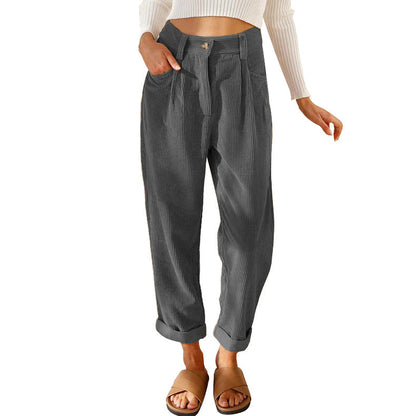 Chelsie - Komfortable Damenhose aus Cord mit hohem Bund
